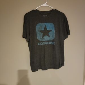 Converse Men's Charcoal Tee with Aqua Star Logo
